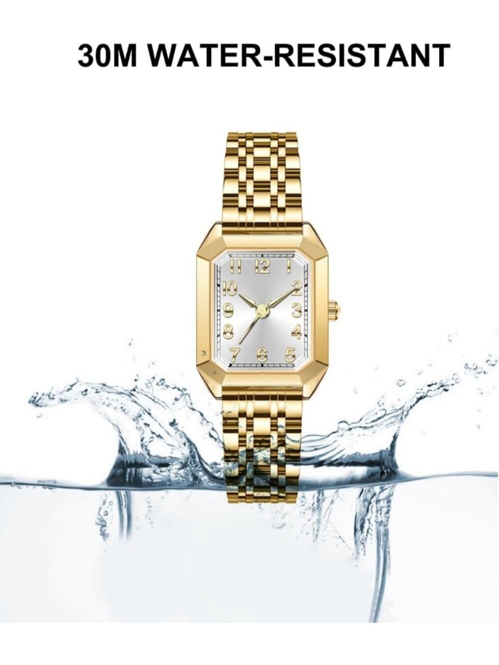 Women's Gold Green Adjustable Alloy Bracelet Vintage Arabic Numeral Dial Watch - Picture 6 of 6